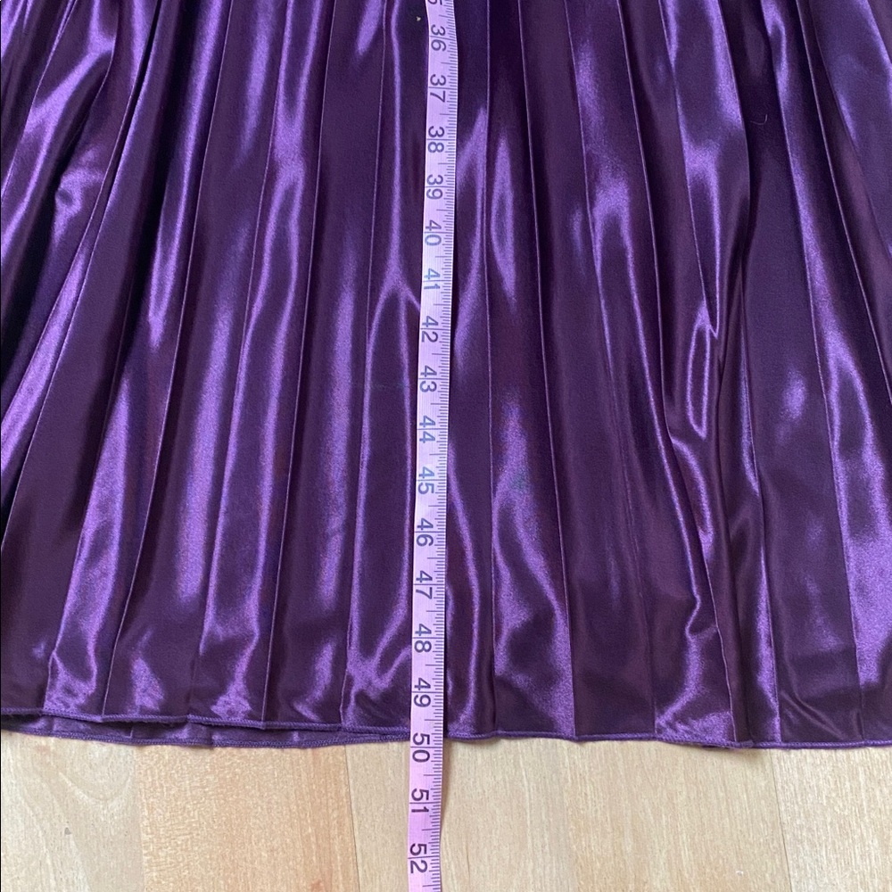 Vintage Plum Satin Pleated Gown Strapless Sequin Floral Bodice Maxi Formal size5 - Picture 14 of 16